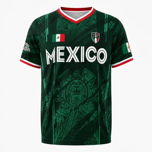 2026 Mexico Soccer Jersey, Chichén Itzá Pyramid Graphic Retro Soccer Jersey, All over Print, Casual Style for All Seasons, Classic Throwback Jersey Sportswear Top,Summerwins,Father'Sdaygifts