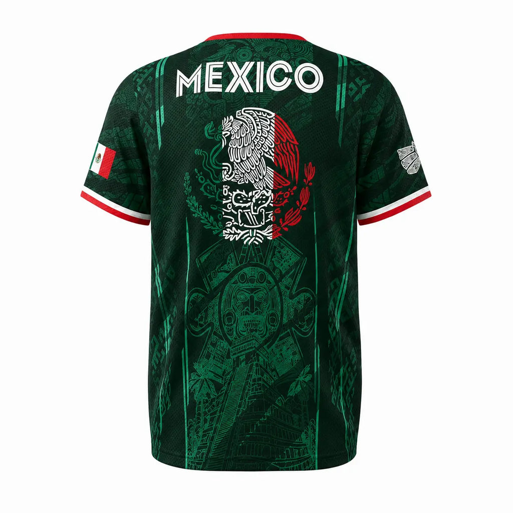 2026 Mexico Soccer Jersey, Chichén Itzá Pyramid Graphic Retro Soccer Jersey, All over Print, Casual Style for All Seasons, Classic Throwback Jersey Sportswear Top,Summerwins,Father'Sdaygifts