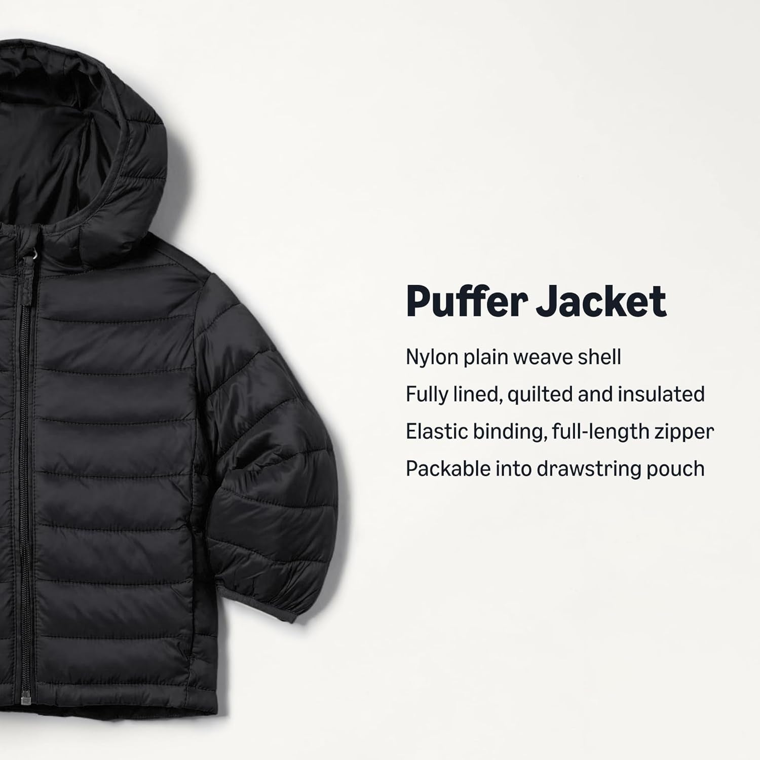 Boys and Toddlers' Lightweight Water-Resistant Packable Hooded Puffer Jacket, Insulated