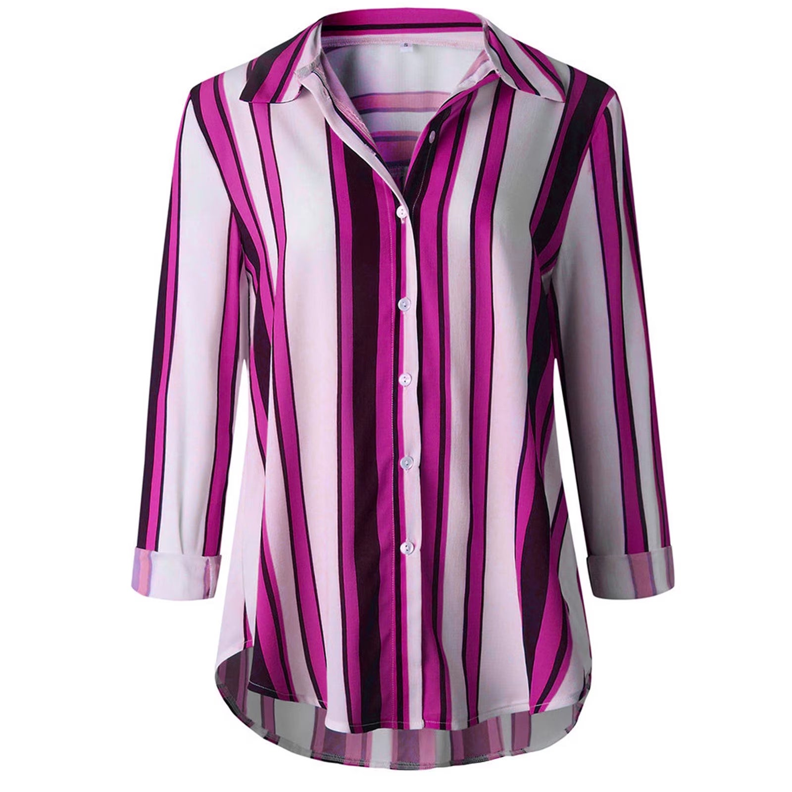 Women'S Long Sleeve Button down V Neck Striped Print Chiffon Shirt Top,Womens Tops Long Sleeve Shirts for Women Button up Stripes Casual Blouses